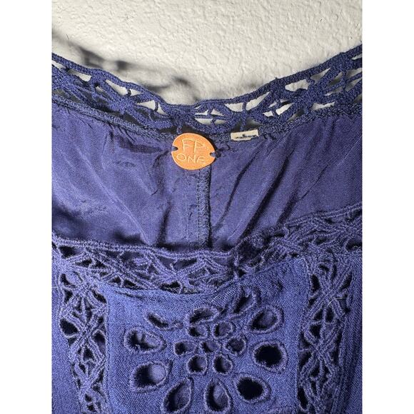 Free People FP One Navy Blue Boho Tunic Dress – Size Medium - Picture 8 of 8
